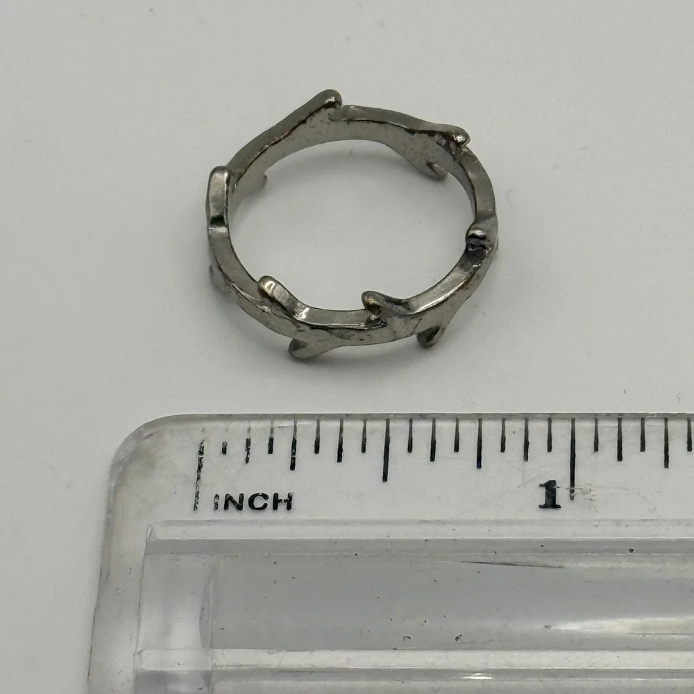 Silver Tone Twig Branch Ring Nature Organic Band Women's Size 6.5